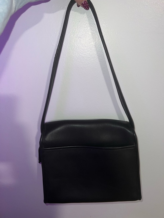 Vintage Coach Black Leather Messenger Shoulder Bag - Picture 2 of 5